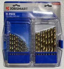 Jobsmart Durable High Speed Steel Drill Bit Set, 21 Piece with Transparent Case