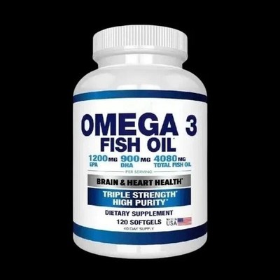 Wild Caught Omega 3 Fish Oil   120 Softgels | High Potency EPA & DHA Supplement