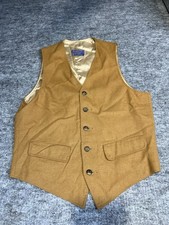 Vintage Pendleton Mens Wool Vest Tan Camel 100 Virgin Wool Made in USA Lined
