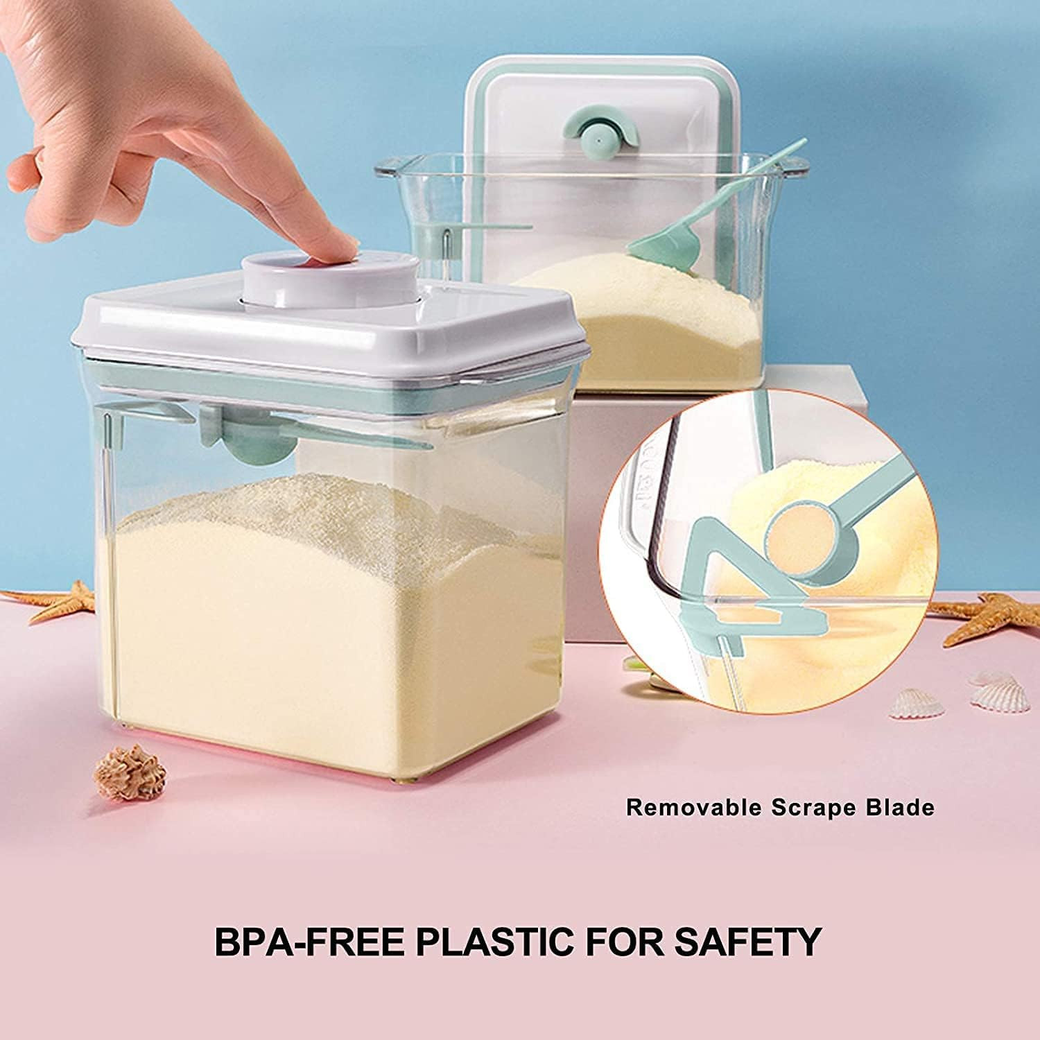 Formula Dispenser Container with Scraper and Scoop 730G Milk Powder Bpa-Free Air