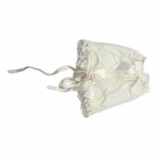 Vintage White Ruffled Lace Baby Christening / Baptism Bonnet