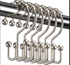 Titanker Shower Curtain Hooks Rings, Rust Resistant Metal Double Glide Shower Ho