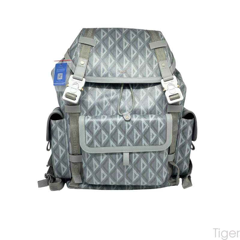Dior large grey diamond-pattern cowhide backpack
