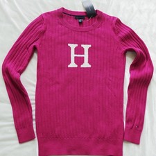 NEW Tommy Hilfiger Women Pink Crew Neck 100 Cotton Sweater Top Size s / m