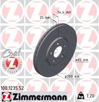 2X Bremsscheibe Sport Z Zimmermann 100.1235.52 FüR VW Audi Seat Golf Skoda A1 A3