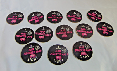 Vintage POGS - Mad Monster Caps x 14 (inkl. Glow in Dark)