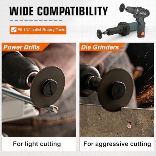 2" Die Grinder Cut-Off Wheel Set - 11 Pack, 3/8" Arbor, 1/4" Stem Mandrel, Metal