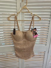 Bali PowerShaper Tan Floral Lace Torso Bodysuit with Tummy Control Size 40C