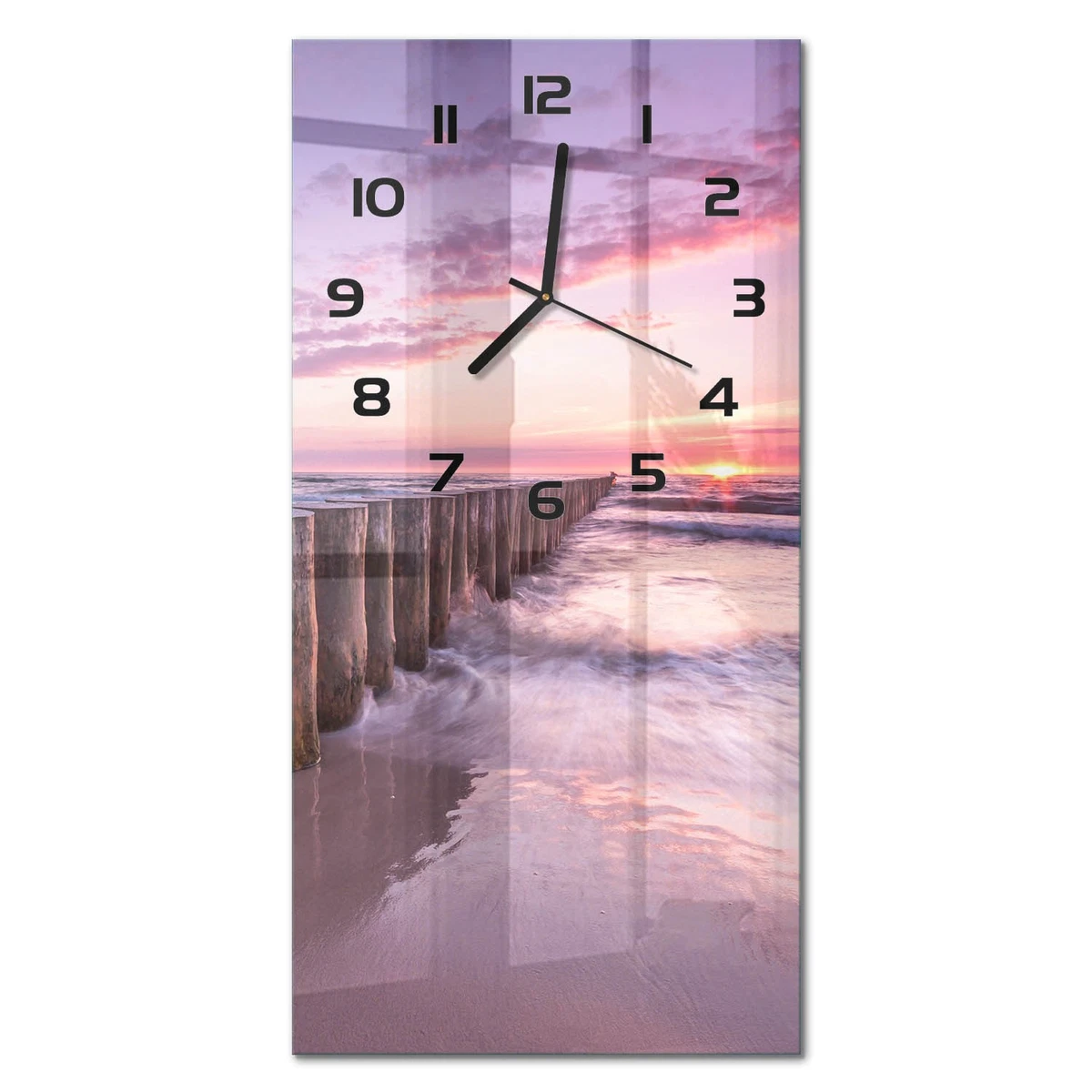 Reloj de Pared Rectangular Diseño Moderno Vidrio Templado Rompeolas 30x60 cm
