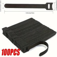 50Pcs Cable Straps Black Wire Cord Hook Loop Ties Reusable Fastening Organizer