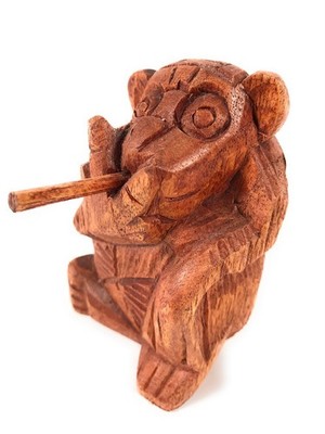Monkey Carved 4.5'' Smoking No Smoking Bad Monkey Business | #raw01