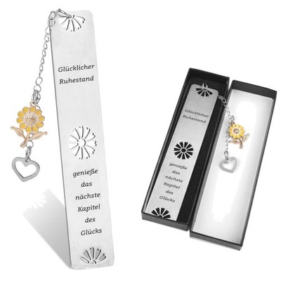 Ruhestand Geschenk Lesezeichen Metall Damen Lehrer Kollegen Silber Geschenkbox