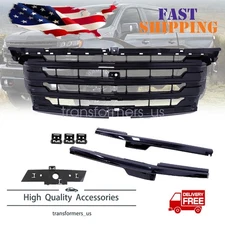 Fits 2022-2024 Chevy Silverado 1500 Glossy Black High Country Style Hood Grille