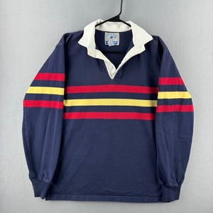 Maillot rugby vintage Lands' End Direct Merchants XL blanc rayure bleu
