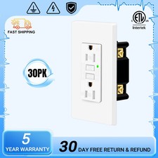 30× 15A GFCI Receptacle WR TR Shock Protection LED Light ETL Certified Indoor