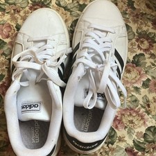 adidas Grand Court Women's Comfort Sneakers White Black Lace Up Low Top 2019