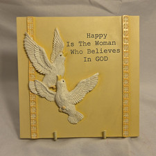 Religious Inspirational Dove Plaque Yellow Wh...