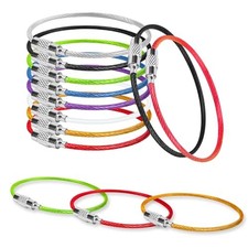 20 Pack Key Rings Stainless Steel Loops 2mm Coated Wire Keychain Cable Large