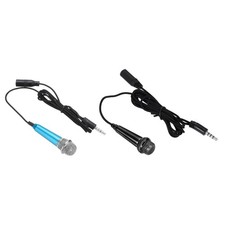 2Pcs Mini Microphone with Covers for Singing Blue, Black