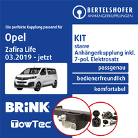 FüR Opel Zafira Life Typ K0 03.2019-Jetzt AHK Starr +7Pol Spezifisch E-Satz ABE