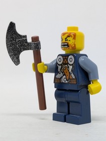 Lego Viking Minifigure - Blue Chess Pawn - Angry Bearded AXE Warrior - vik035