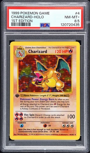 1999 Pokemon Game 1st Edition #4 Charizard Holo PSA 8.5 NM-MT+