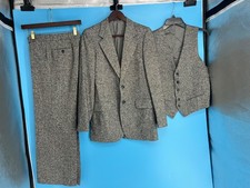 Rare Vtg 1970s Yves Saint Laurent Donegal Tweed Speckle 3pc Suit Jacket Pants