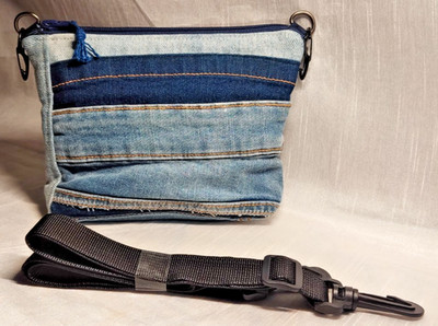 *Handarbeit*Jeans-Hand-Bauchtasche Kosmetik Gürtelschlaufen-Tasche Line Dance
