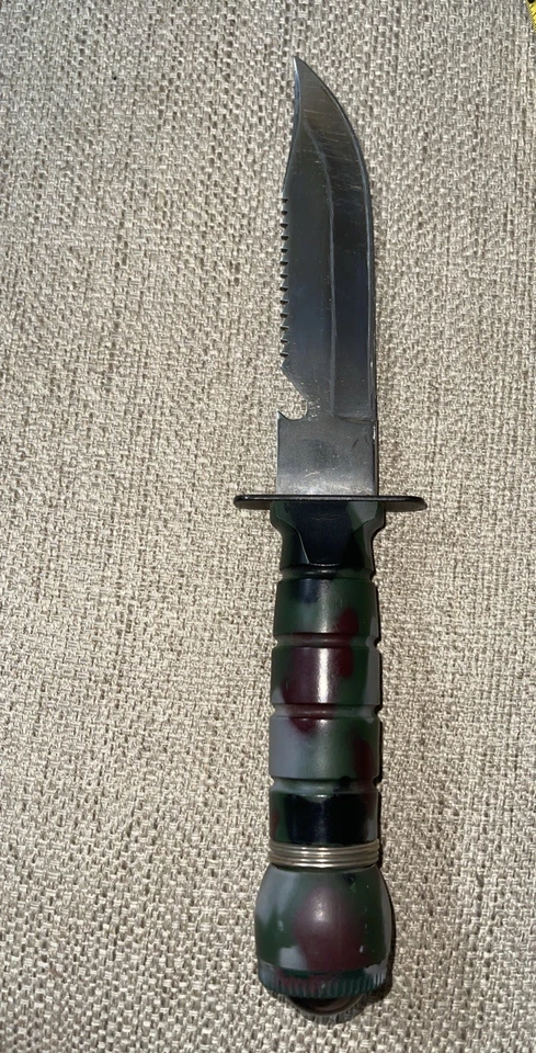 Vintage 80’s Rambo Style Survival Knife Stainless Camo Camouflage Compass - Image 3 of 4