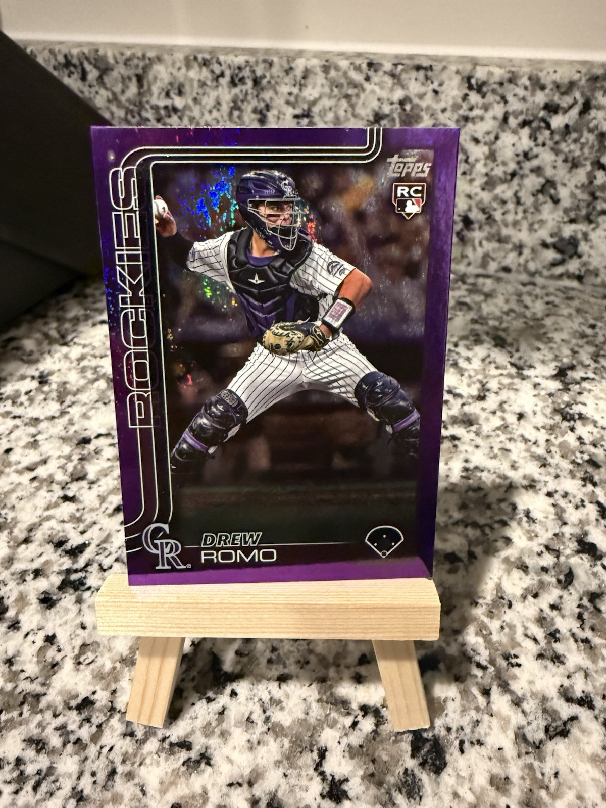 2025 Topps Series 1 Drew Romo RC Purple Holofoil/250 Color Match #296
