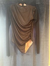 Black Long Sleeve Ruched bodysuit size M. Elegant Fitted Style