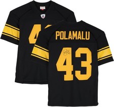 Troy Polamalu Steelers Signed Mitchell & Ness Black and Yellow Replica Jersey