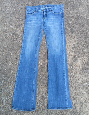 bebe Women's Bootcut Jeans Blue Medium Wash Denim 5-Pocket Logo Button Size 29