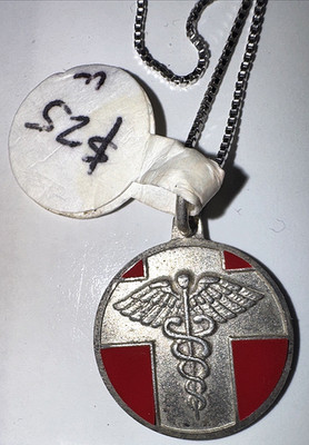 Medizinische ID Sterlingsilber Halskette mit roter Emaille signiert S innen C Italien SS-928