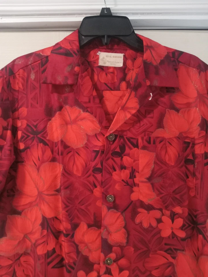 Camisa masculina havaiana real vintage grande floral feita com botões no Havaí anos 90 - Imagem 3 de 4