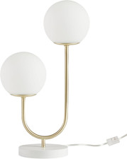 Table Lamp for Bedroom - Metal Gold Nightstand Lamp, Frosted Glass Globes Modern