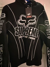 Supreme x Fox Zip Up Hooded Sweatshirt Black Size M Brand New In Hand Ships Now