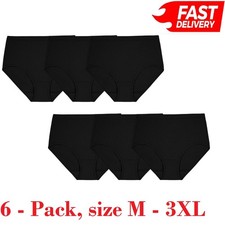 Fruit of Loom Women's Breathable Cotton Black Panties Briefs Underwear 6 Pack