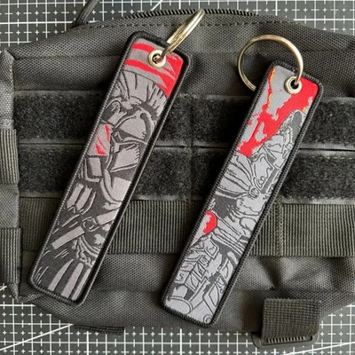 PATCHIFYR Schlüsselanhänger Sparta/Ritter 13x3cm - Motorrad Auto Kfz Simson Schwarz - NEU