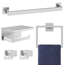 Bathroom Hardware Accessories Set 5 Pieces Brushed Nickel Towel Bar Holder