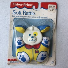 Vintage 1990 Fisher Price Soft Rattle Dog 1496 Asst 1495 Damaged Opened Package