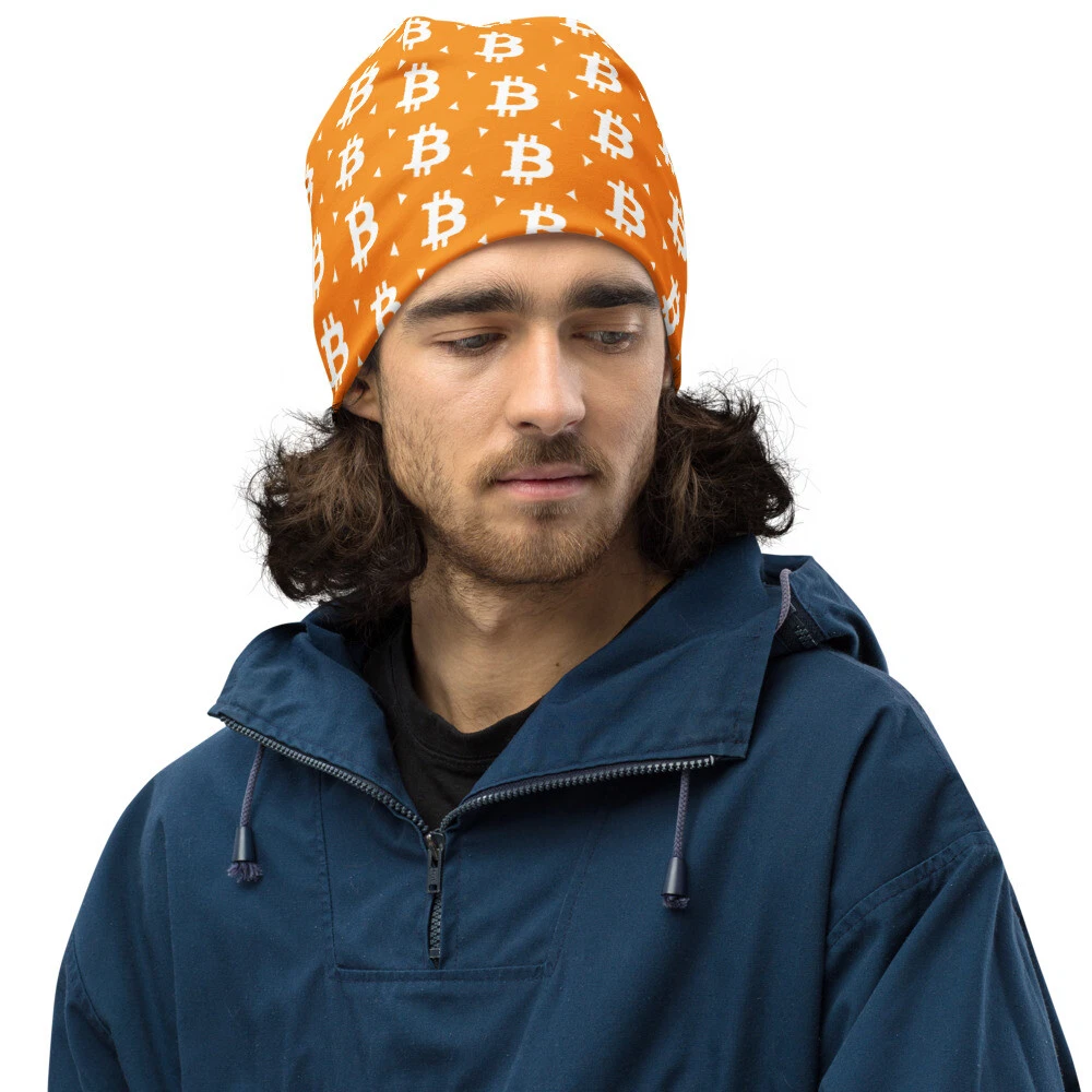 Bitcoin All-Over Print Beanie - BTC Hat
