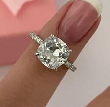 3.30Ct Cushion Lab-Grown Diamond Double Hidden Halo Engagement Ring 950 Platinum