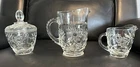 Vintage Cut Glass Milk/Creamer Pitcher and Sugar Bowl with Lid