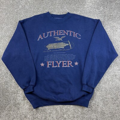 Vintage Ozark Mountain Outfitters Sweatshirt Mens XL Blue Antique Flyer Sled