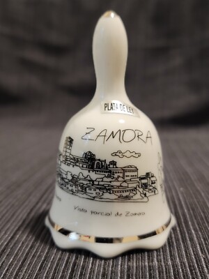 Zamora Spain Famous Landmarks Ceramic Bell Plata De Ley 3.75''H