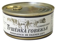 "Corned Beef Rindfleisch Im Eigenen Saft \"Tuschonka\" 325 G"