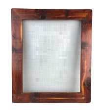 Earring Display Board Brown Wood Frame Wire Mesh Jewelry Organizer 24 x 20.5"