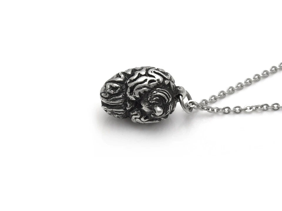Anatomical Human Brain Pendant Necklace in Pewter, Handmade Neurologist Jewelry - Image 4 of 4