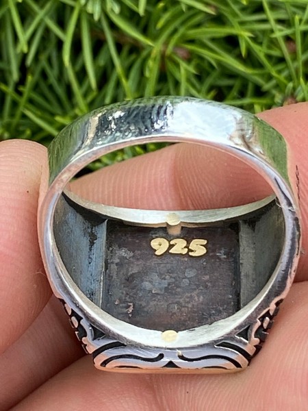 Alternate view of Mens 14k Gold Plated Solid 925 Sterling Silver Islamic Allah Muslim Arabic Ring